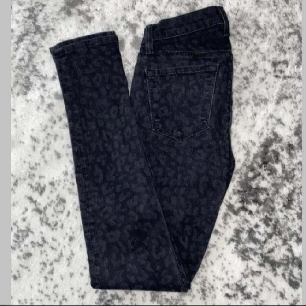J Brand Skinny Jeans Black Leopard Sz 26